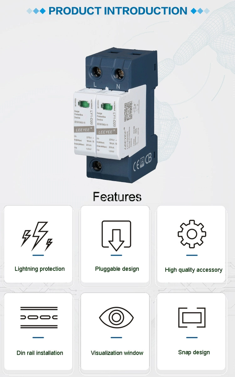 2p 20ka T2 Class II Surge Protection Device for Solar Power System